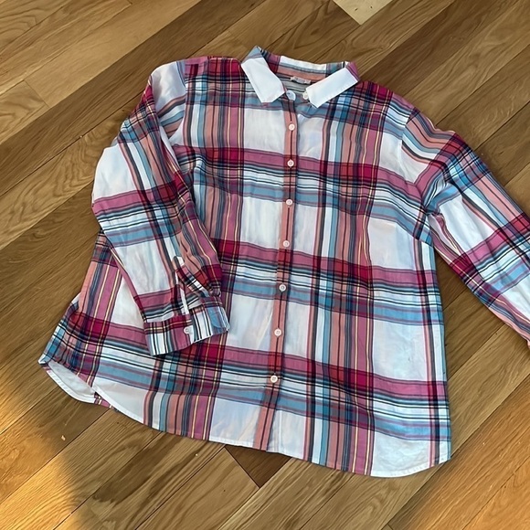 Talbots Women Plaid Button Down Blouse size 2X - Picture 5 of 6
